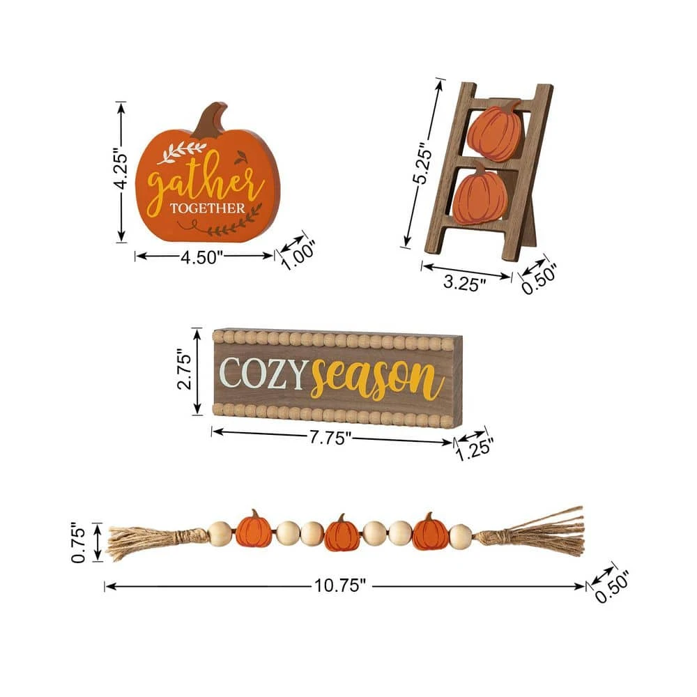 5.25 In. Fall Wooden Christmas Word Signs Tiered Tray Table Decor (Set Of 4) 6 5.25 In. Fall Wooden Christmas Word Signs Tiered Tray Table Decor (Set Of 4) - Image 6