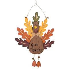 20.67 In. H Burlap/Wooden Turkey Wall Decor