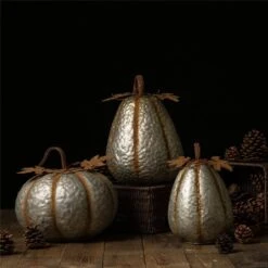 12 In. H Galvanized Metal Round Pumpkin -The Home Depot Shop glitzhome indoor fall decorations gh1214002373 31 1000