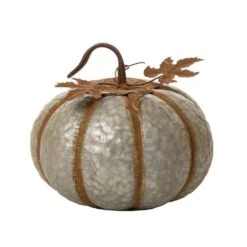 12 In. H Galvanized Metal Round Pumpkin