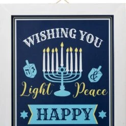 24 In. H Hanukkah Wooden Porch Sign/Standing Decor -The Home Depot Shop glitzhome indoor hanukkah decorations 2010100032 44 1000
