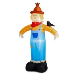 9 Ft. Fall Lighted Inflatable Scarecrow Decor -The Home Depot Shop glitzhome outdoor fall decorations 2005200011 44 1000