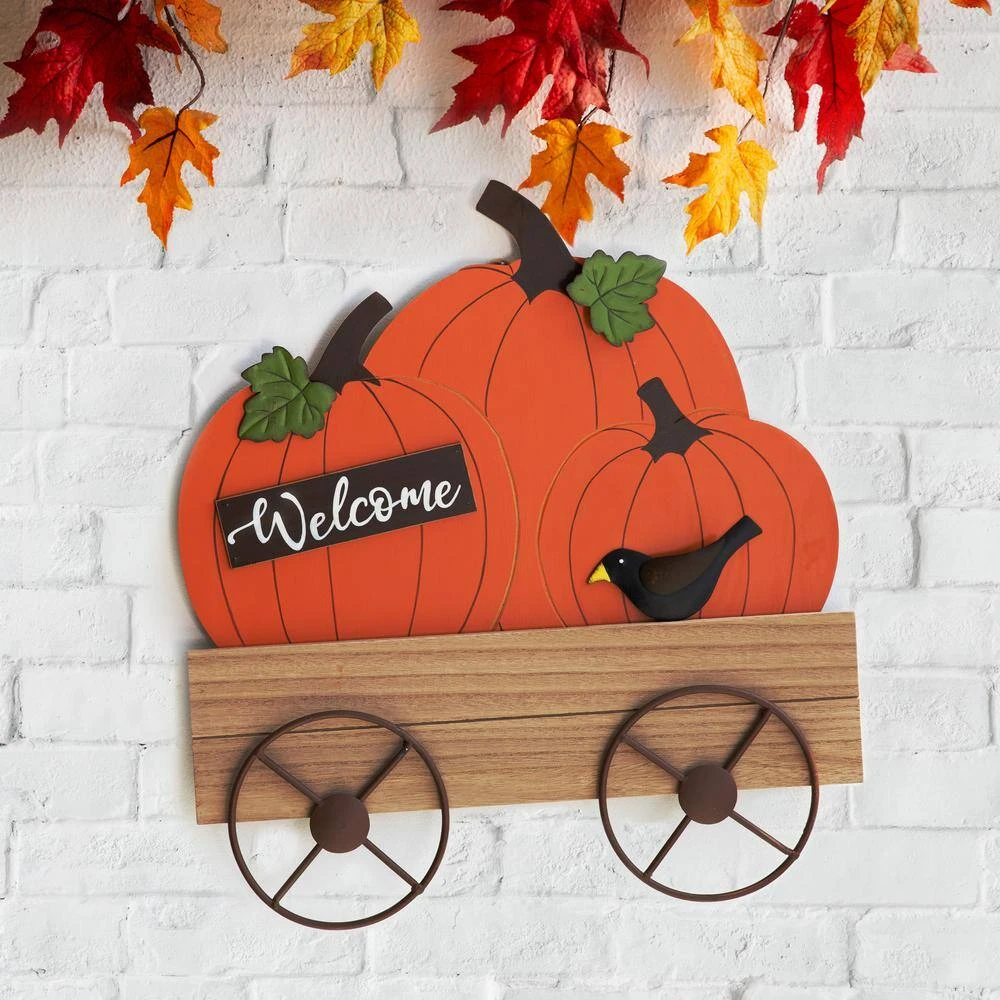 26.38 In. H Fall Metal/Wooden Pumpkin Cart Yard Stake/Hanging Decor (KD, 2-Function) 8 26.38 In. H Fall Metal/Wooden Pumpkin Cart Yard Stake/Hanging Decor (KD, 2-Function) - Image 8