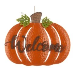 29.72 In. H Fall Metal Pumpkin Yard Stake/Standing/Hanging Sign (KD, 3-Function) -The Home Depot Shop glitzhome outdoor fall decorations 2005600008 44 1000