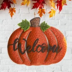 29.72 In. H Fall Metal Pumpkin Yard Stake/Standing/Hanging Sign (KD, 3-Function) -The Home Depot Shop glitzhome outdoor fall decorations 2005600008 d4 1000