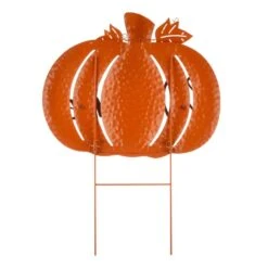 29.72 In. H Fall Metal Pumpkin Yard Stake/Standing/Hanging Sign (KD, 3-Function) -The Home Depot Shop glitzhome outdoor fall decorations 2005600008 fa 1000