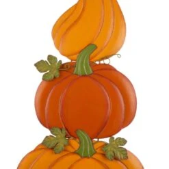 42 In. H 3-in-1 Metal Pumpkin Yard Stake Or Hanging Decor (KD, 2-Function) -The Home Depot Shop glitzhome outdoor fall decorations 2005600010 c3 1000
