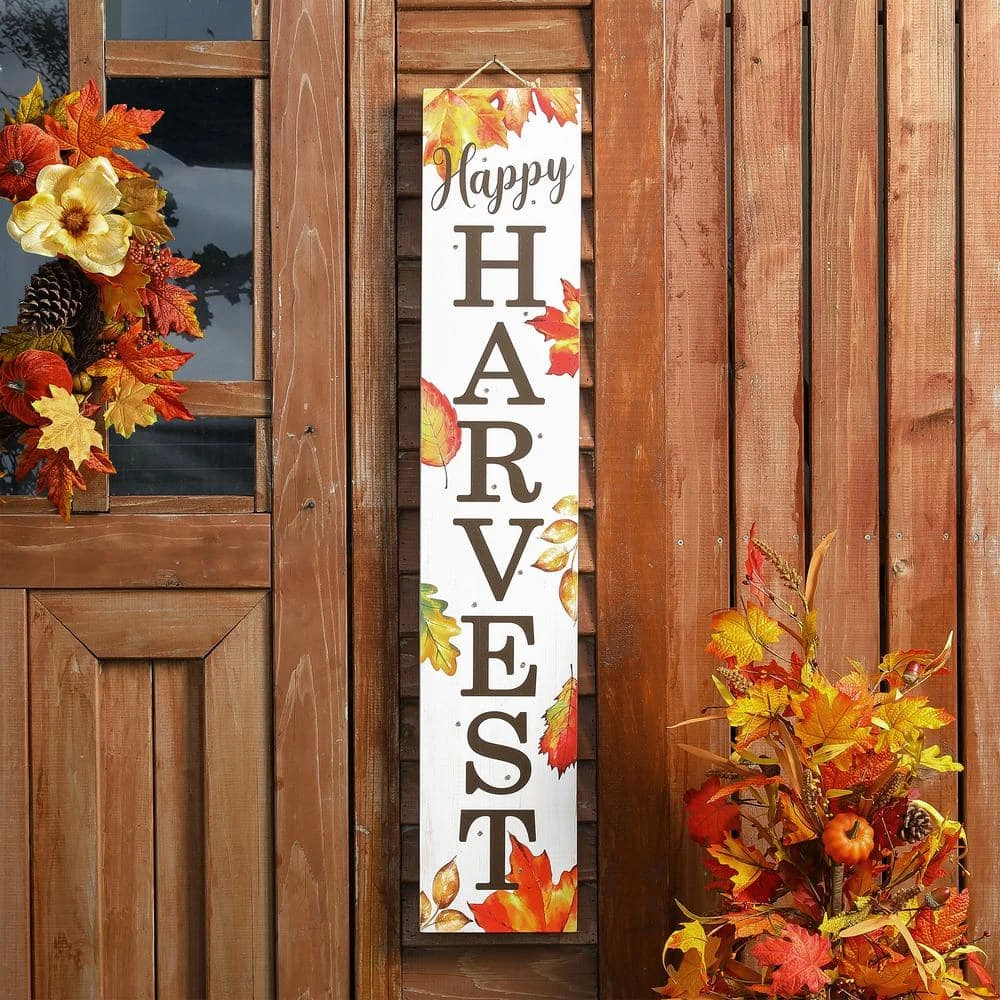 42 In. H Fall Lighted Maple Leaves Wooden Porch Sign 4 42 In. H Fall Lighted Maple Leaves Wooden Porch Sign - Image 4