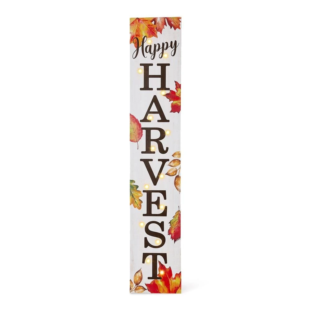 42 In. H Fall Lighted Maple Leaves Wooden Porch Sign 2 42 In. H Fall Lighted Maple Leaves Wooden Porch Sign - Image 2