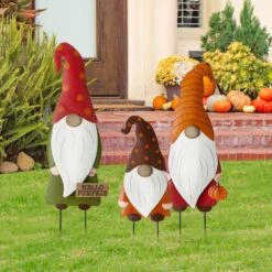 Fall Metal Gnome Family Yard Stake Or Wall Decor Or Standing Decor (Set Of 3) 11 Fall Metal Gnome Family Yard Stake Or Wall Decor Or Standing Decor (Set Of 3) -The Home Depot Shop glitzhome outdoor fall decorations 2005600019 77 1000