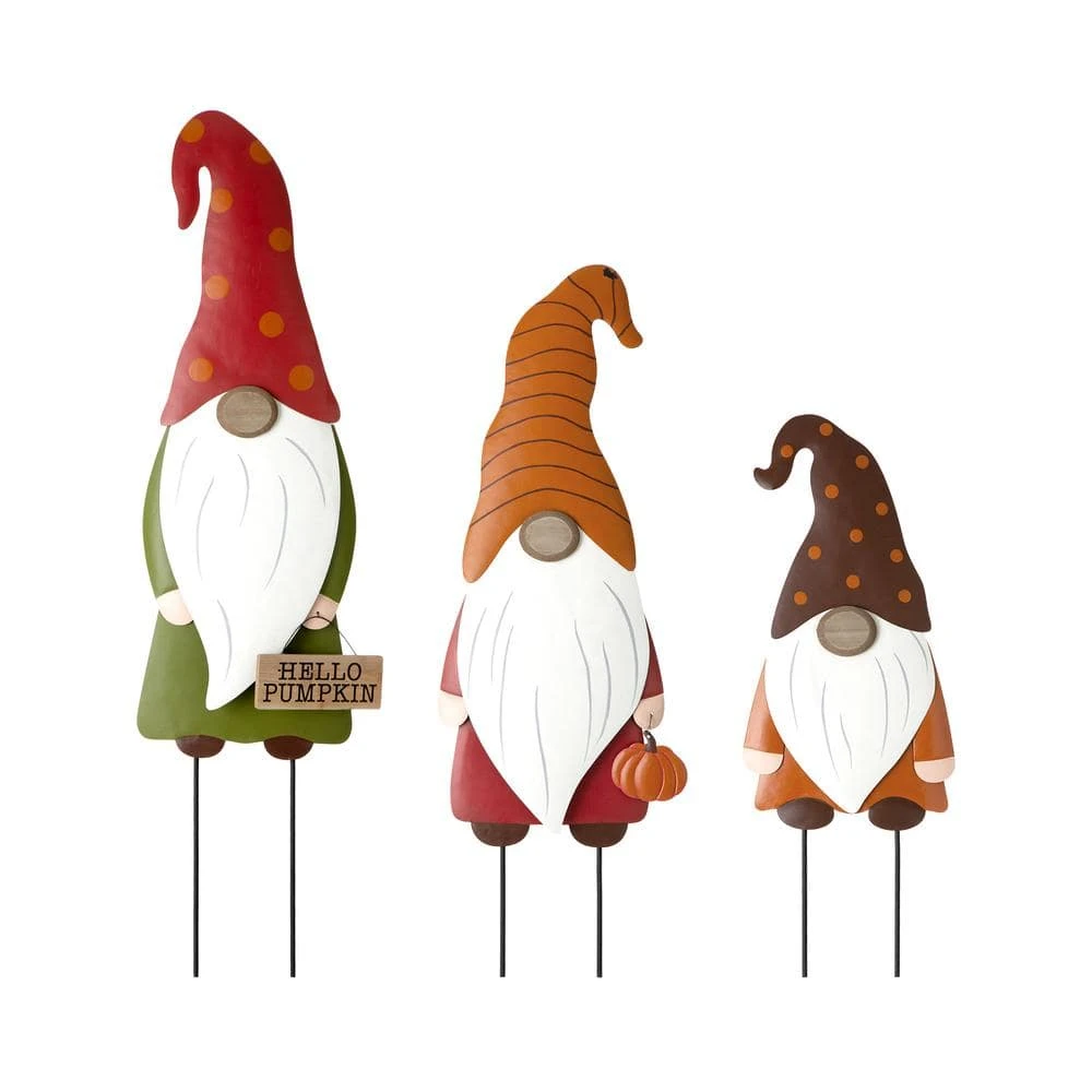 Fall Metal Gnome Family Yard Stake Or Wall Decor Or Standing Decor (Set Of 3) 2 Fall Metal Gnome Family Yard Stake Or Wall Decor Or Standing Decor (Set Of 3) - Image 2