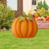 36 In. H Fall Oversized Metal Pumpkin Yard Stake Or Wall Decor Or Standing Decor