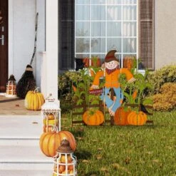 41.5 In. H Fall Metal Scarecrow And Corns Combo Yard Stake 13 41.5 In. H Fall Metal Scarecrow And Corns Combo Yard Stake -The Home Depot Shop glitzhome outdoor fall decorations 2005600021 31 1000