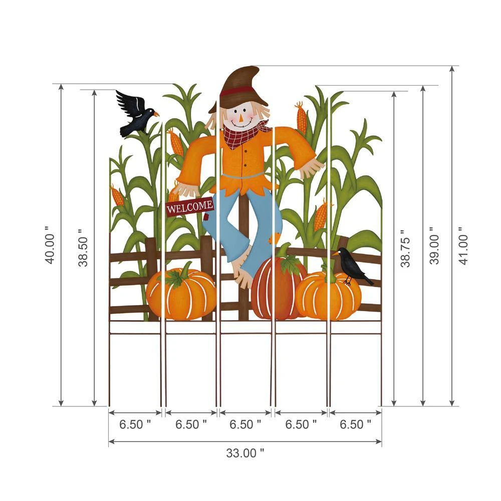 41.5 In. H Fall Metal Scarecrow And Corns Combo Yard Stake 3 41.5 In. H Fall Metal Scarecrow And Corns Combo Yard Stake - Image 3