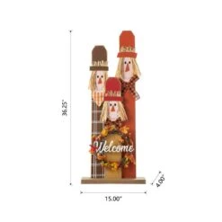 36.25 In. H Lighted Wooden Scarecrow Family Fall Porch Decor With Wreath -The Home Depot Shop glitzhome outdoor fall decorations 2005600028 4f 1000