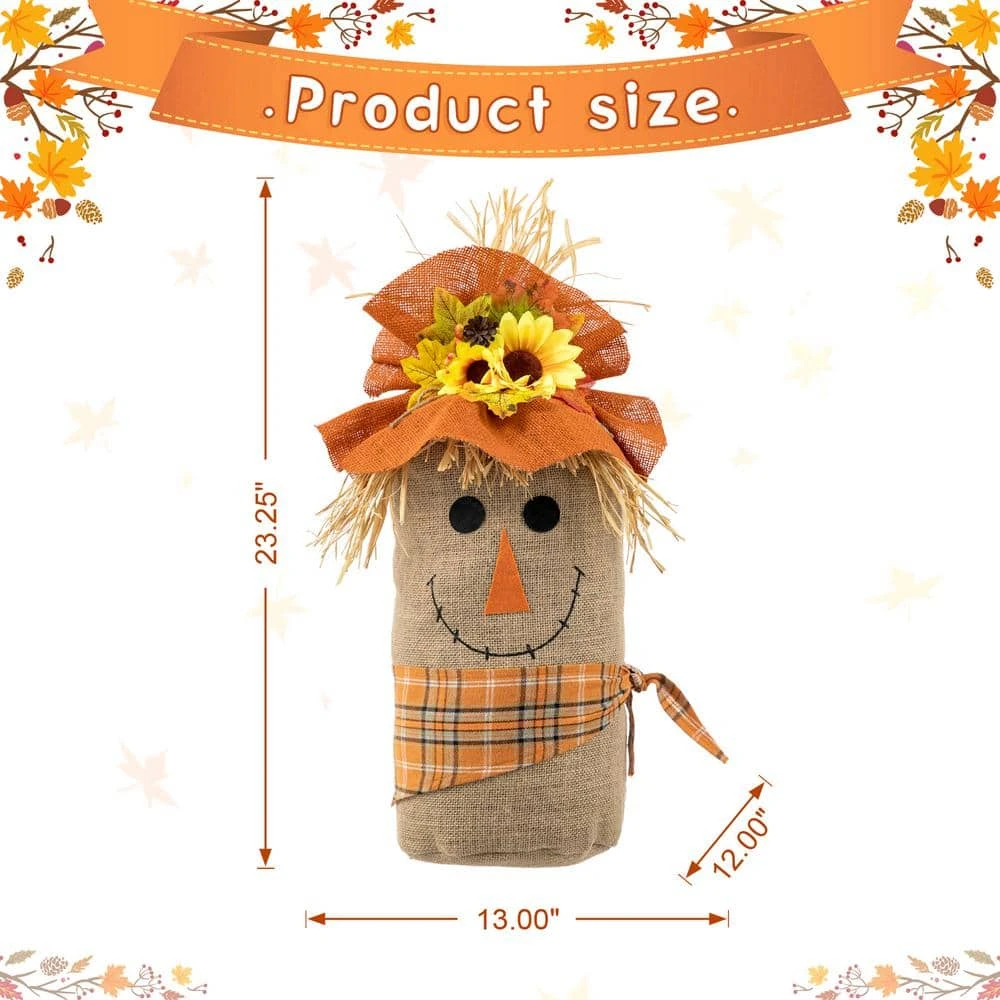 23.25 In.H Fall Linen Scarecrow Doorstop Porch Decor 3 23.25 In.H Fall Linen Scarecrow Doorstop Porch Decor - Image 3