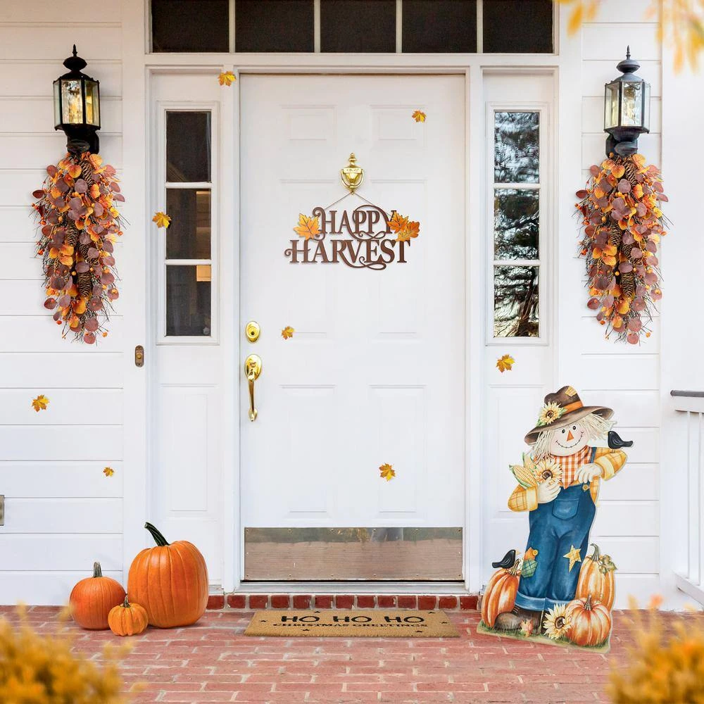 30 In. H Fall Wooden Painted Scarecrow Porch Decor 2 30 In. H Fall Wooden Painted Scarecrow Porch Decor - Image 2