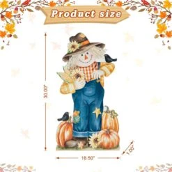 30 In. H Fall Wooden Painted Scarecrow Porch Decor 12 30 In. H Fall Wooden Painted Scarecrow Porch Decor -The Home Depot Shop glitzhome outdoor fall decorations 2005600035 c3 1000