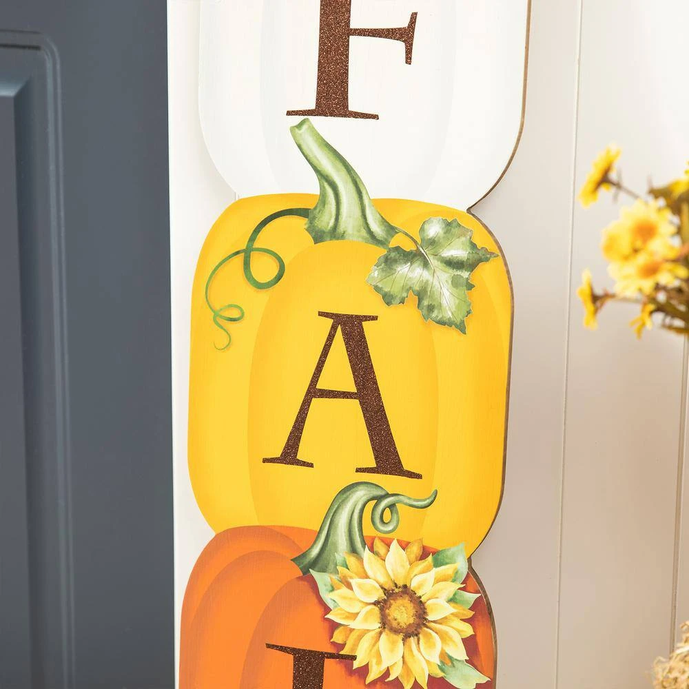 42 In. H Fall Wood Stacked Pumpkin Porch Decor 7 42 In. H Fall Wood Stacked Pumpkin Porch Decor - Image 7