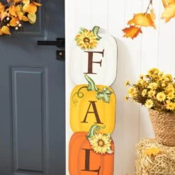 42 In. H Fall Wood Stacked Pumpkin Porch Decor 14 42 In. H Fall Wood Stacked Pumpkin Porch Decor -The Home Depot Shop glitzhome outdoor fall decorations 2005600037 4f 1000