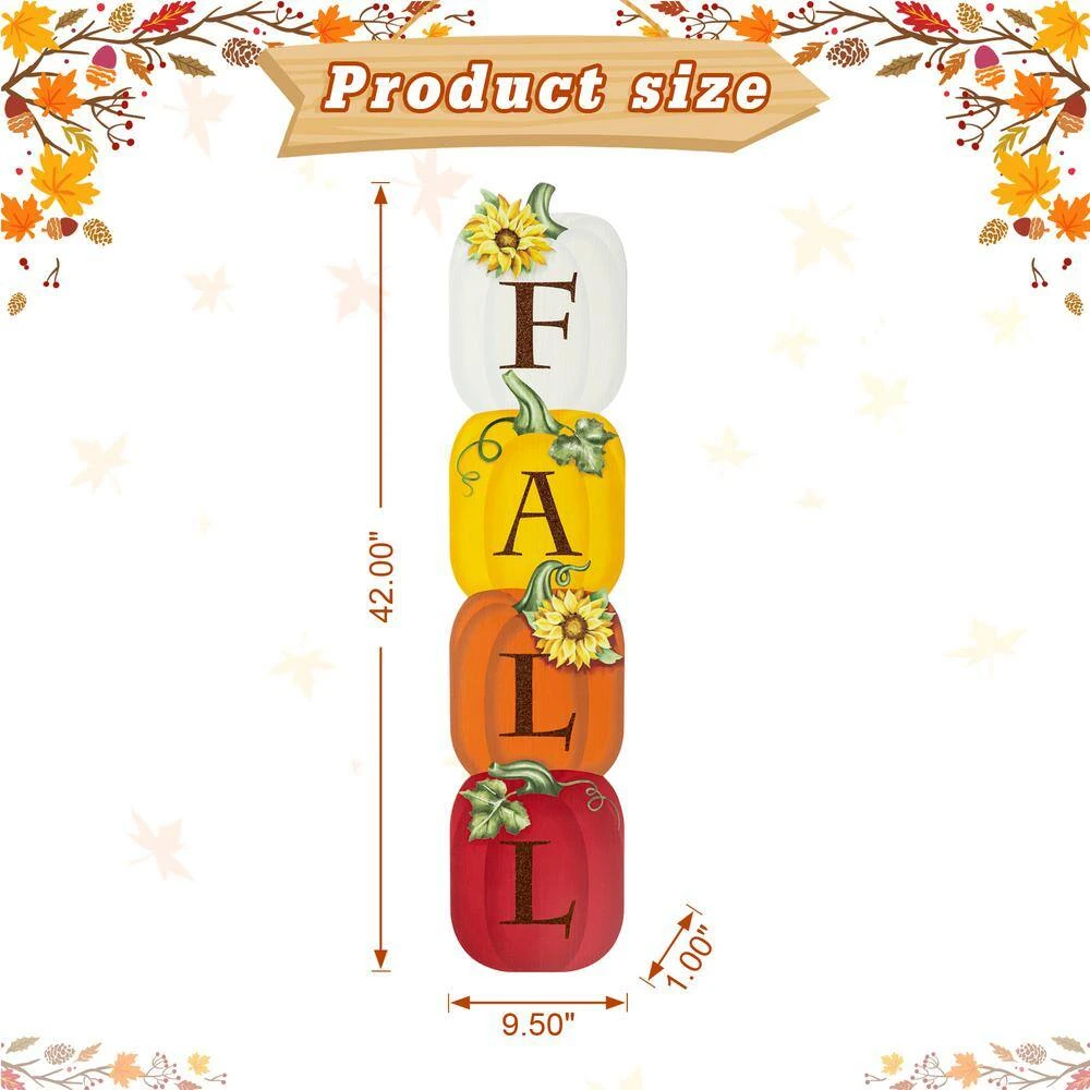 42 In. H Fall Wood Stacked Pumpkin Porch Decor 5 42 In. H Fall Wood Stacked Pumpkin Porch Decor - Image 5