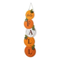 41.75 In. Fall And Christmas Double Sided Wooden Pumpkin And Ornament Porch Sign