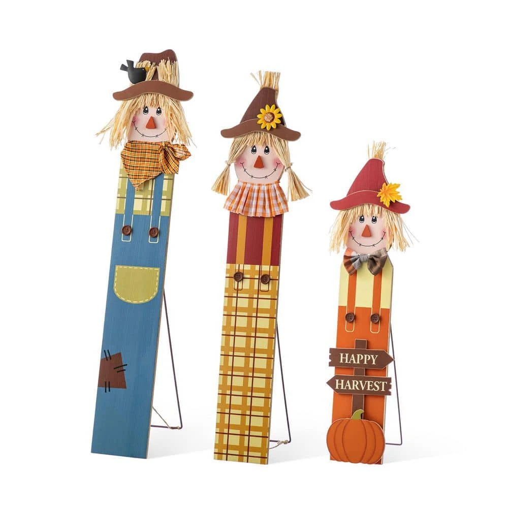 36 In. Fall Wood Sacrecrow Family Porch Decor 2 Function (Set Of 3 Or Single Piece) 1 36 In. Fall Wood Sacrecrow Family Porch Decor 2 Function (Set Of 3 Or Single Piece)
