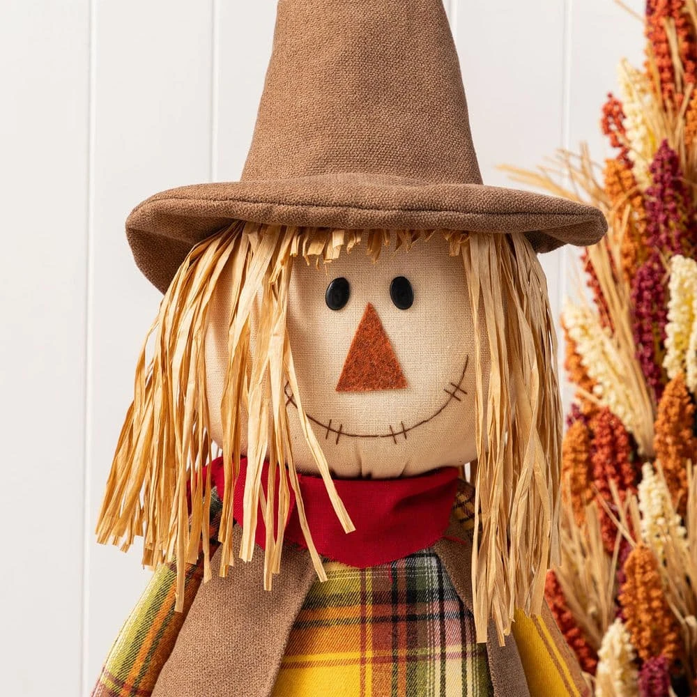 33-38 In. Fall Fabric Scarecrow Porch Decor With Telescoping Legs 6 33-38 In. Fall Fabric Scarecrow Porch Decor With Telescoping Legs - Image 6