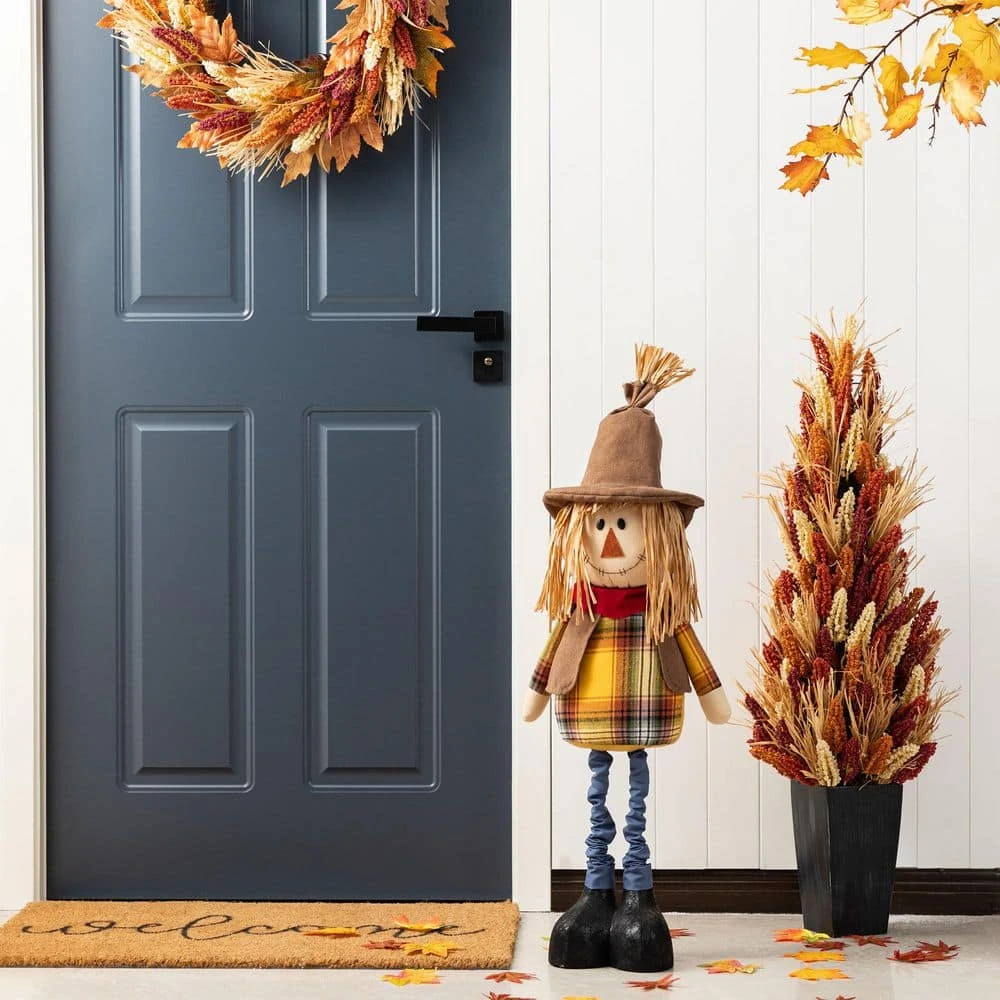 33-38 In. Fall Fabric Scarecrow Porch Decor With Telescoping Legs 8 33-38 In. Fall Fabric Scarecrow Porch Decor With Telescoping Legs - Image 8