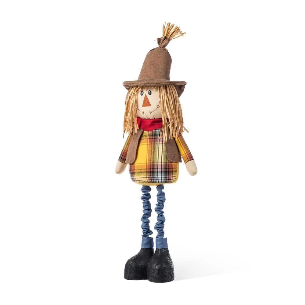 33-38 In. Fall Fabric Scarecrow Porch Decor With Telescoping Legs 1 33-38 In. Fall Fabric Scarecrow Porch Decor With Telescoping Legs
