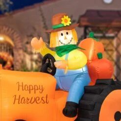 7 Ft. Fall Lighted Inflatable Tractor Decor -The Home Depot Shop glitzhome outdoor fall decorations 2005800002 76 1000