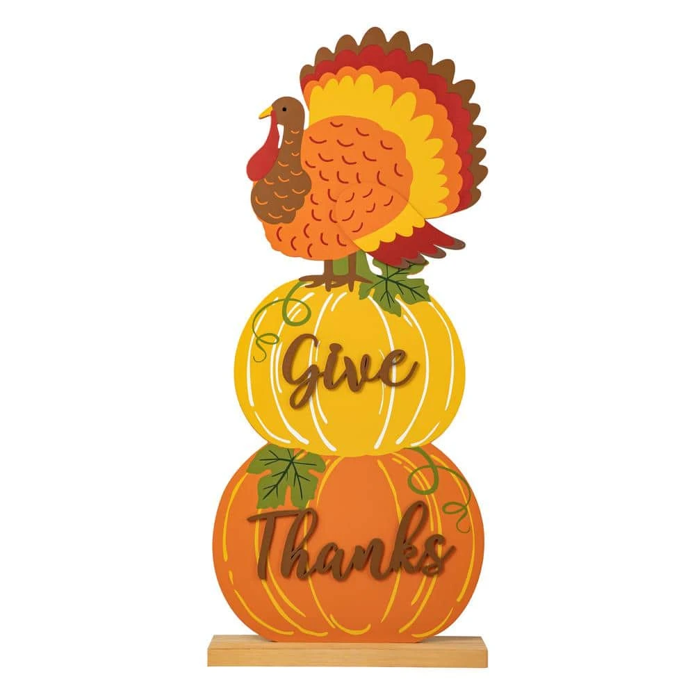 36 In. H Thanksgiving Wooden Stacked Pumpkin & Turkey Porch Decor 2 36 In. H Thanksgiving Wooden Stacked Pumpkin & Turkey Porch Decor - Image 2