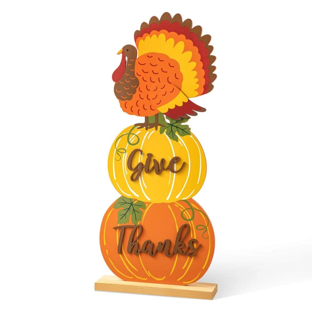 36 In. H Thanksgiving Wooden Stacked Pumpkin & Turkey Porch Decor 8 36 In. H Thanksgiving Wooden Stacked Pumpkin & Turkey Porch Decor - Image 8