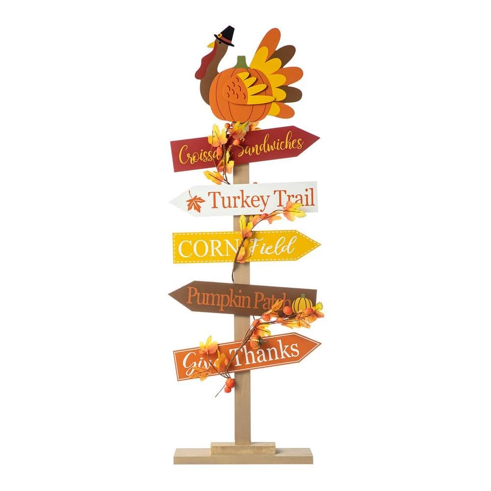 42.75 In. H Thanksgiving Wooden Turkey Word Sign Porch Decor 1 42.75 In. H Thanksgiving Wooden Turkey Word Sign Porch Decor
