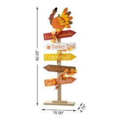 42.75 In. H Thanksgiving Wooden Turkey Word Sign Porch Decor 9 42.75 In. H Thanksgiving Wooden Turkey Word Sign Porch Decor -The Home Depot Shop glitzhome outdoor fall decorations 2006100014 c3 1000