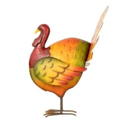 21.5 In. H Thanksgiving Metal Turkey Porch Decor -The Home Depot Shop glitzhome outdoor fall decorations 2006100016 76 1000