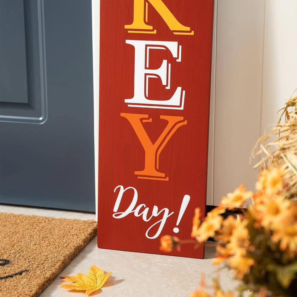 58.5 In. H Thanksgiving Wooden HAPPY TURKEY DAY Porch Sign With Fabric Dangling Legs 6 58.5 In. H Thanksgiving Wooden HAPPY TURKEY DAY Porch Sign With Fabric Dangling Legs - Image 6