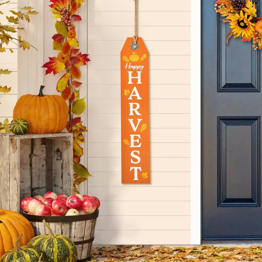 35.5 In. H Fall And Halloween Wooden Reversible Tag Porch Sign 3 35.5 In. H Fall And Halloween Wooden Reversible Tag Porch Sign - Image 3