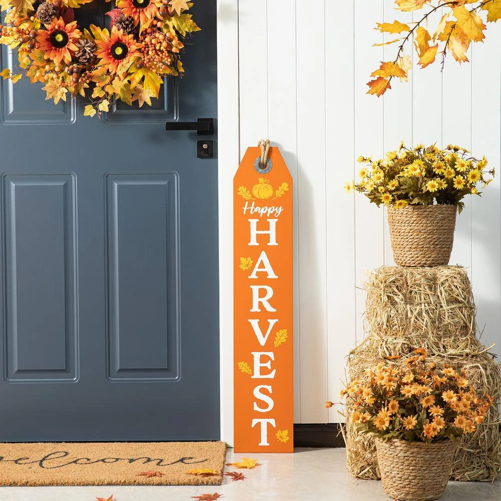 35.5 In. H Fall And Halloween Wooden Reversible Tag Porch Sign 2 35.5 In. H Fall And Halloween Wooden Reversible Tag Porch Sign - Image 2