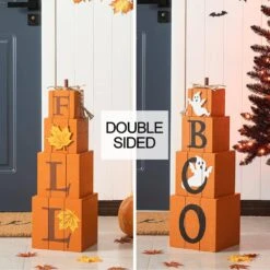 25.5 In. H Halloween And Fall Wood Reversible Boxed Porch Decor 17 25.5 In. H Halloween And Fall Wood Reversible Boxed Porch Decor -The Home Depot Shop glitzhome outdoor fall decorations 2006200039 76 1000