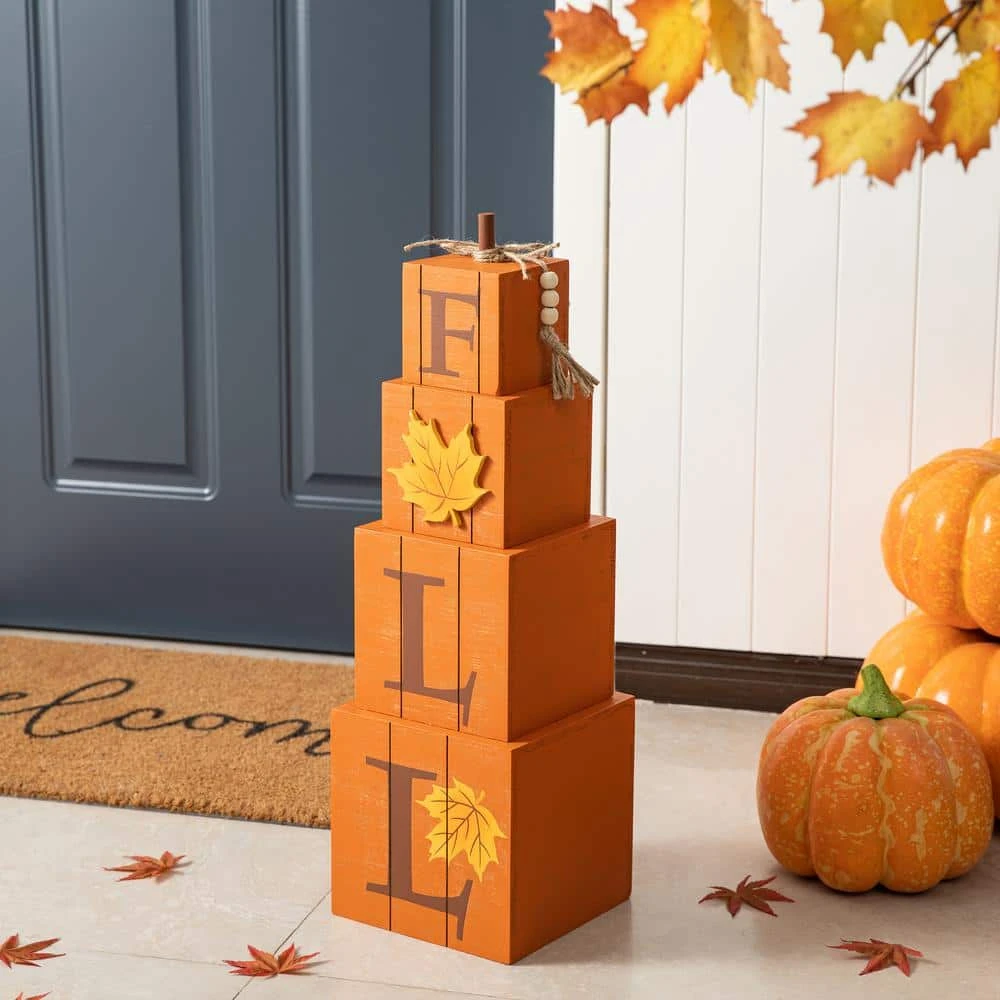 25.5 In. H Halloween And Fall Wood Reversible Boxed Porch Decor 2 25.5 In. H Halloween And Fall Wood Reversible Boxed Porch Decor - Image 2