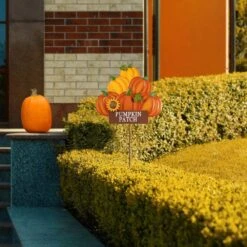 42 In. H Fall Metal Pumpkins Stack Yard Stake 11 42 In. H Fall Metal Pumpkins Stack Yard Stake -The Home Depot Shop glitzhome outdoor fall decorations 2006500002 1f 1000