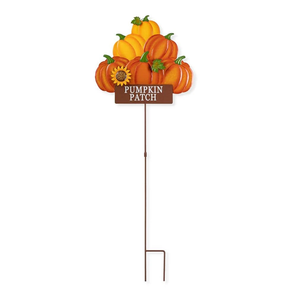 42 In. H Fall Metal Pumpkins Stack Yard Stake 1 42 In. H Fall Metal Pumpkins Stack Yard Stake