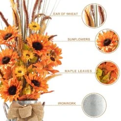 39.75 In. H Fall Sunflower Leaf Potted Tree 8 39.75 In. H Fall Sunflower Leaf Potted Tree -The Home Depot Shop glitzhome outdoor fall decorations 2019500015 c3 1000