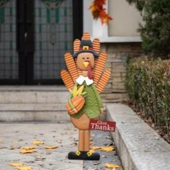 36 In. H Thanksgiving Metal Turkey Yard Stake, Standing Decor Or Hanging Decor (3 Function) -The Home Depot Shop glitzhome outdoor fall decorations 2020300011 4f 1000
