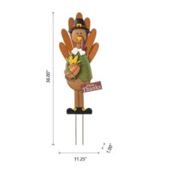 36 In. H Thanksgiving Metal Turkey Yard Stake, Standing Decor Or Hanging Decor (3 Function) -The Home Depot Shop glitzhome outdoor fall decorations 2020300011 c3 1000