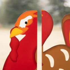 41.5 In. H Thanksgiving Metal Turkey Combo Yard Stake Or Hanging Decor (2 Function) -The Home Depot Shop glitzhome outdoor fall decorations 2020300015 4f 1000