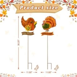 36.25 In. H Thanksgiving Metal Turkey And Croissant Yard Stake (Set Of 2 ) -The Home Depot Shop glitzhome outdoor fall decorations 2020300017 1f 1000