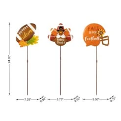 24 In. H Set Of 3 Thanksgiving Metal Football Turkey Yard Stake 10 24 In. H Set Of 3 Thanksgiving Metal Football Turkey Yard Stake -The Home Depot Shop glitzhome outdoor fall decorations 2020300018 4f 1000