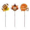 24 In. H Set Of 3 Thanksgiving Metal Football Turkey Yard Stake